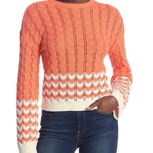 NWT Abound striped Pointelle knit sweater